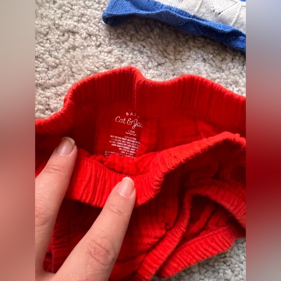 Cat & Jack Baby Outfit Set 12M Red Bloomers Blue White Knit Tank Summer - Picture 2 of 3